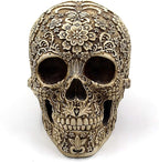 UJOY Creative Skull Flowers Sculpture 8.1'' Human Head Skeleton Statue Collectible Halloween Decoration Home Decor