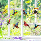 Color Bird Acrylic Hanging Ornament - 8Pcs Spring Colorful Cardinal Christmas Tree Ornaments, Flying Bird Ornament Ceiling Xmas Decoration Tote Car Interior Charms Gift for Men Women