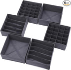 DIOMMELL 6 Pack Foldable Cloth Storage Box Closet Dresser Drawer Organizer Fabric Baskets Bins Containers Divider for Clothes Underwear Bras Socks Lingerie Clothing, Dark Grey 22-2000