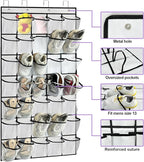 homyfort 35 Large Pocket Over the Door Shoe Organizer, Extra Sturdy Oxford Fabric Hanging Shoe Rack for Door Closet, Wall Mesh Shoe Storage Holder for Mens Women Shoes (White)