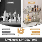 YCIA&DONE Corner Bathroom Counter Organizer, Makeup Organizer for Vanity, Skincare Cosmetic Perfume Tray, Corner Countertop Shelf Rack Storage for Bathroom Kitchen 2 Tiers (Smoky Gray)