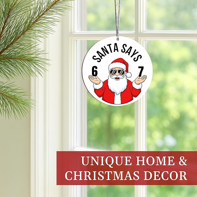 Jabihome Christmas Ornaments 2025, Exchange for Women, Men, Collectible Dated Year Ornaments for Tree, Unique Acrylic Suncatcher, Printed Stained Glass Effect Decor (Santa White)