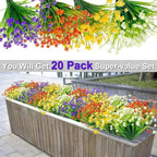 TURNMEON 20 Bundles Artificial Flowers for Outdoors Fake Plants Spring Decor, UV Resistant Artificial Plants Cemetery Fake Flowers Faux Plastic Greenery Shrub Porch Patio Summer Decorations 580 Head