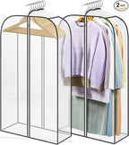 LANDNEOO 2 Pack Clear Garment Bags for Hanging Clothes with Zippers on Double Sides - 10'' Clothes Storage for Coat, Dress, and Fur in Closet - 40'' Long Suit Bags