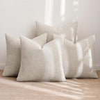 MIULEE Pack of 4 Couch Throw Pillow Covers 24x24 Inch Cream Soft Decorative Chenille Pillow Covers Farmhouse Accent Cushion Covers for Boho Spring Home Decor Sofa Bedroom Living Room