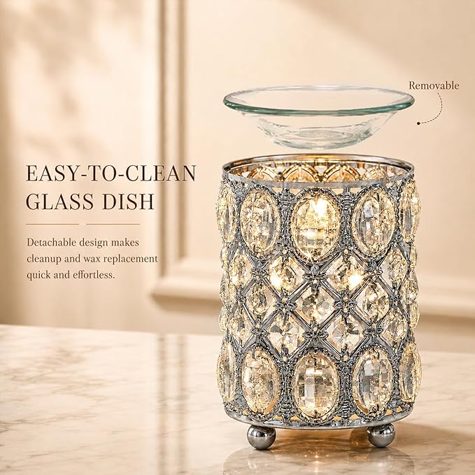 Leyoue Wax Warmer Wrought Iron Crystal Wax Melt Warmer Electric Oil Burner Wax Melt for Gifts & Decor, Home, Office, SPA,Bedroom
