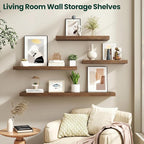 Floating Shelves for Wall 55 in x 9.3 in Deep, Wall Mounted Rustic Wood Shelf with Invisible Brackets for Storage & Display, Living Room Bedroom Bathroom, Walnut, 1 Pack