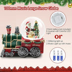 Christmas Snow Globe with Light up and Musical Snowflakes, 5.9 Inch Height Santa Claus Train Resin Snowglobe, Christmas Holiday Indoor Decor.