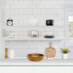 Sorbus Floating Shelves for Wall - 55 Inch Extra-Long Bathroom Shelves, Wall Decor for Bedroom, Kitchen, Living Room, Book Storage - Mounted Floating Shelf with Hidden Brackets (White, 2 Pack)