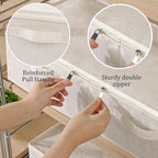 Underbed Storage Bins Compartment, Foldable Under Bed Boxes Organizer, Cube Container with Lid for Organizing Clothes, Sheets, Blankets, Comforter, 31.4x15.7x5.9in, Beige, 2 Pack
