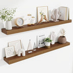 Fun Memories Floating Shelves 48 Inch, Extra Large Wood Shelf Set of 2, Hanging Wall Shelves for Bathroom, Living Room, Kitchen, Bedroom, Walnut