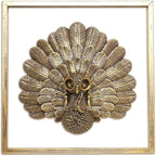 Animal Heads Wall Decor ( Includes Metal Frame) Christmas Indoor Decor Resin Animals Sculptures Head Wall Hanging Thanksgiving Decoration Gold vintage Wall Sculpture for Living Room Bedroom Office(Turkey)