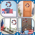 MorningRo Metal Patriotic Wreaths for Front Door 250th Anniversary Red White Blue Star 4th of July Wreaths Independence Day Hanging Vintage Rustic Independence Day Welcome Sign for Porch Wall Home