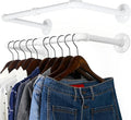 WEBI Clothing Rack Wall Mount,20" Industrial Pipe Clothes Rack for Hanging Clothes,Heavy Duty Iron Garment Rack Bar,Retail Display Clothes Rod for Closet,Laundry Room,White,2 Packs