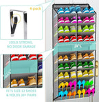 Heavy-Duty, over the door shoe organizer, Extra-Wide Large, shoe organizer, Holds 30 Pairs & Supports 100lbs, shoe rack, with Reinforced Grommets & Bamboo Rods, Fits Men's Size 12 & Boots, Grey