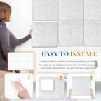 DOLLAR BOSS Large Cork Board for Wall 48" x 36" x 0.5" Bulletin Board 12 Packs Corkboard Tiles Self Adhesive Felt Wall Tiles for Office Home School, Light Grey