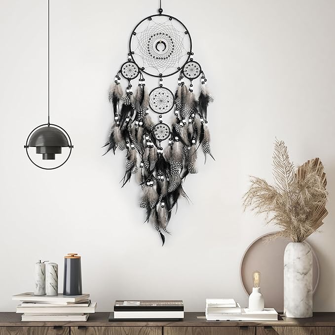 Dream Catchers for Adults Black Dream Catchers Large Dream Catcher Boho Dream Catcher Wall Decor for Boys Teen Room Decor Dorm Living Room Hanging Decoration Festival Gifts