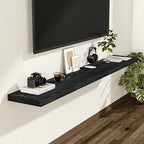 Vivelove Black Floating Shelves for Wall 55 Inches Wide, 12" Deep Wall Shelves for Bedroom, Bathroom, Living Room, Kitchen, Office, Home Decor Shelf with Invisible Brackets, 55" X 12" X 1.5", Set of 2