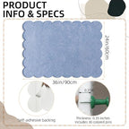 Scalloped Felt Board 36x24 Inches - Self-Adhesive Foldable, with 30 Pushpins, Cork Board Alternative - Decorative Pin Board for Wall, Home, Office & School (Light Blue, 36"x 24")