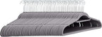 Amazon Basics Space Saving Heavy Duty Non-Slip Velvet Suit Hangers with Horizontal Tie Bar, Sturdy for Clothes Organization and Storage, Dark Gray, 50-Pack