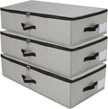 AMJ Under Bed Storage Organizer, Set of 3, Underbed Closet Storage Solution for Closet Organizers Storage Containers with Durable Handles Thick Fabric, Breathable, Linen Dark Gray