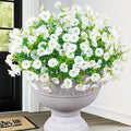 MARTINE MALL 24 Bundles Look Real Artificial Flowers for Outdoors, Realistic Fake Outdoor Flowers, UV Resistant Silk Petunia Flowers for Outside Faux Flowers Plants for Outdoor Porch, White