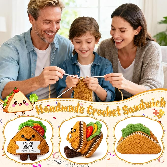 MY-ALVVAYS Graduation Funny Sandwich Crochet Gift for Student Friend Teen Women Men, Handmade Crochets Gift for Birthday Daily, Cheer Up Mini Present Team Coworkers