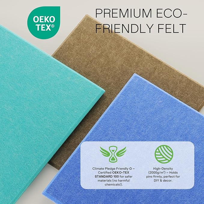 MaxGear Large Cork Board for Wall 36" x 24", Aqua Blue Bulletin Board, 6 Pack Felt Wall Tiles with Pushpins, Cork Boards for Office Push Pin Board Tack Board Felt Board