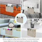 Bedside Caddy Bedside Storage Organizer Magazine Phone Tablet iPad Remote Holder, Organizer Caddy for Home College Dorm Bed, Sofa, Bunk Bed (Pale Khaki)