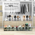 Yes!Fresh Shoe Slot Organizer, Boutique Display Style Shoe Stacker for A Pair of Shoes, Separable Shoe Rack for Closet Organization, 3 Adjustable Narrow Shoe Rack (Transparent Green, 2 Pack)