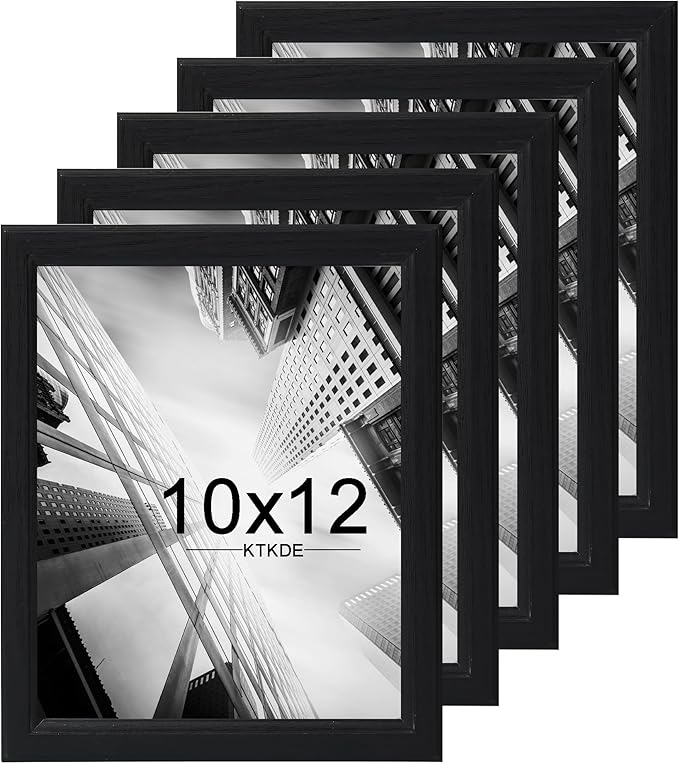 KTKDE 10x12 Picture Frame Set of 5,Black Wooden frames, Vertical & Horizontal Wall Hanging for Wall or Tapletop Display,Studio Gallery Photo Frame for Photos, Posters & Art Prints