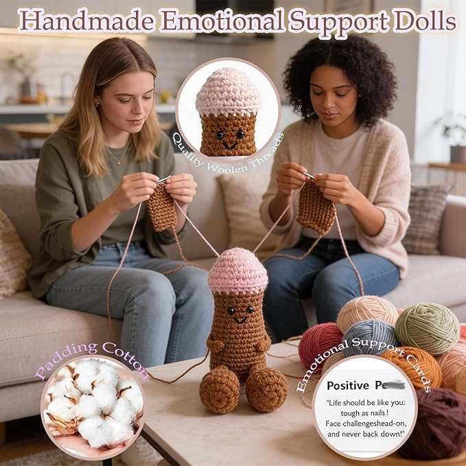 Funny Positive Crochet Animals Gag Doll Emotional Support Stuffed plushies for Men and Women Friends, Weird Things Motivational Office Decor Valentine‘s Day Gifts