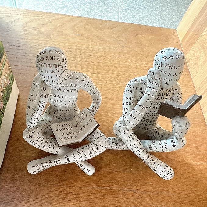 Bookshelf Decor Pulp Reading Thinker Sculpture, Abstract Art Statue Ornaments, Set of 2 Modern Aesthetic Figurine Home Decor Accents for Office Living Room Bedroom Shelf Coffee Table Desk