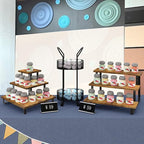 ELITEROO 3 Tier Wooden Display Riser Stand, Portable Products Display Shelf, 3 Step Straight Display Rack for Retail Tabletop, Countertop, Craft Shows, Farmers Market, Tradeshows, Vendors