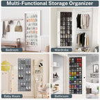 40-Pocket Over the Door Shoe Organizer - Large Mesh Pocket Hanging Shoe Organizer,Behind the Door Shoes Storage Holder Hanger,Large Capacity Design for Dorm Room College,Store 20 Pairs(Grey)