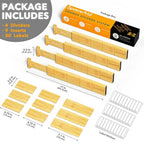 SpaceAid Bamboo 13.25-17“ Drawer Dividers (Need 2.35" Deep Drawer) Kitchen Adjustable Organizers, Expandable Organization for Home, Office, Dressers, 4 Dividers with 9 Inserts
