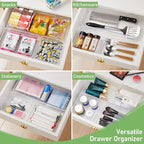 4PCS Clear Plastic Drawer Organizer Tray, 12'' Large Acrylic Vanity Bathroom Drawer Organizers Trays, Desk Drawer Organizer Bins for Cosmetics, Makeup, Kitchen, Office, Junk Drawer Organization