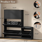 Shoe Cabinet with Bench and 3 Flip Drawers, Slim Narrow Shoe Storage Cabinet, Freestanding Shoe Rack Organizer with Adjustable & Removable Shelves, Anti-Tip for Entryway, Hallway, Foyer