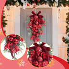 Christmas Teardrop Swag Wall Hanging Decor Christmas Decoration Decorative Hanging Ornament Wreath for Window Holiday Home