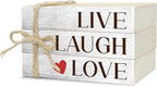 Decorative Books for Home Decor, Wood Book Stack for Table Decor, Live Laugh Love Decor Books for Living Room Bookshelf Office Coffee Bar, Farmhouse Stacked Books Decor (L26)