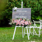Artificial Flower Swag, Silk Rose Hydrangea Swag Arch Garland, Front Door Decorative Floral Swags, Wedding Arch Flowers, Rustic Artificial Floral Swag for Door Lintel (B)