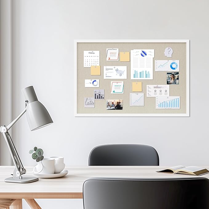 DAHAPYBOO Cork Board with Linen White 2Pack,Bulletin Board 30"x20" Hanging Corkboards for Office Home School Message Board or Vision Board Decoration.