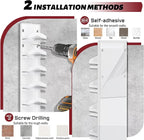 Hat Organizer Hold up to 10 Hats, Hat Rack for Wall with Strong Adhesive, Hat Organizer for Baseball Caps Display for Door Closet, Hat Hanger Holder Storage Multilayer Two Mounting Option(White)