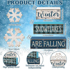 Yuntau 6 Pcs Winter Snowflakes Table Decorations Christmas Snowflake Centerpieces for Tables Winter Tiered Tray Decor Rustic Wood Snow Sign Farmhouse for Wonderland Party Kitchen Shelf Home