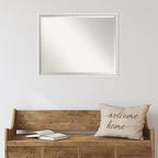 Amanti Art White Wall Mirror 23x29 Paige White Silver Rectangle Bathroom Mirror for Wall Decor Living Room, Large Modern Wood Frame, Hangs Horizonally and Vertically, Bathroom Decor, Beveled Edge