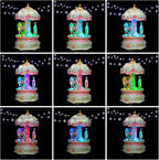 Carousel Music Boxes for Women: 3-Horse Luminous Rotating Musical Boxes Gifts - Color Change LED Lights Musical Gift for Birthday Christmas Pink Music Box