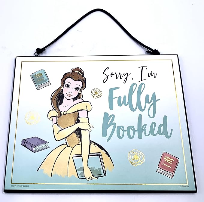 Silver Buffalo Disney Princess Beauty and the Beast Belle Reversible Wood Wall Hanging Sign Art - 10x8 inches