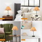 EOEYYOYB Pleated Table Lamp, Table Lamp for Bedroom, Bedside Lamps for Nightstand with Linen Lampshade, Modern Lamp for Bedroom Home Office Decor, Burlywood