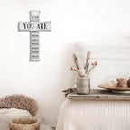 VZVCTFS God Says You Are Wooden Cross - 6.5x10 Inch Inspirational Bible Verse Wooden Hanging Signs Easter Decor for Home Office Church Baptism - Christian Gifts for Men Women（White）- A09