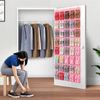 40-Pocket Over the Door Shoe Organizer - Large Mesh Pocket Hanging Shoe Organizer,Behind the Door Shoes Storage Holder Hanger (Pink)